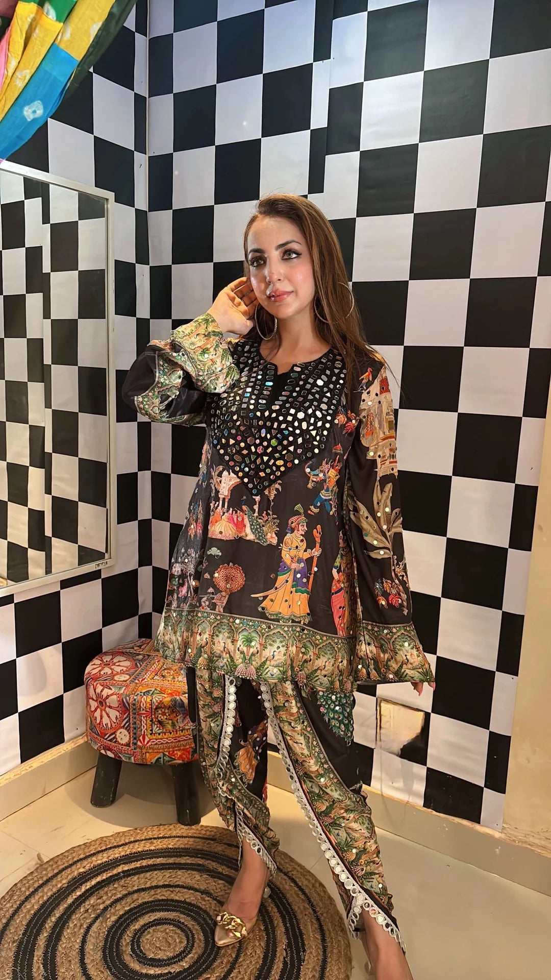 Crepe Mirror Embellished Co-ord Set