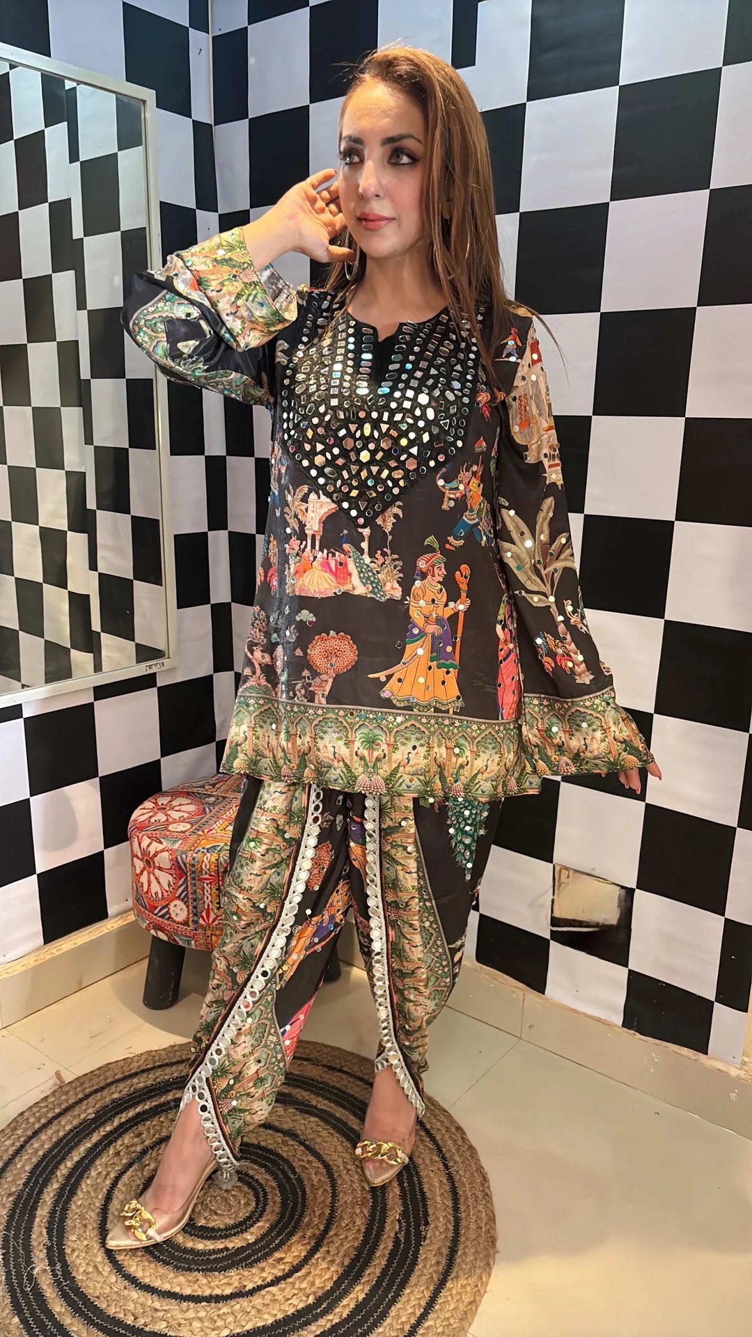 Crepe Mirror Embellished Co-ord Set