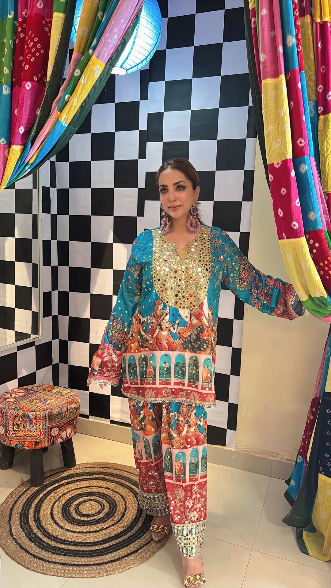 Crepe Mirror Embroidered Co-ord Set