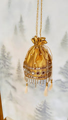 Golden Tissue Potli Bag