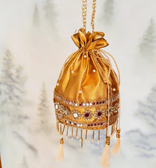Golden Tissue Potli Bag