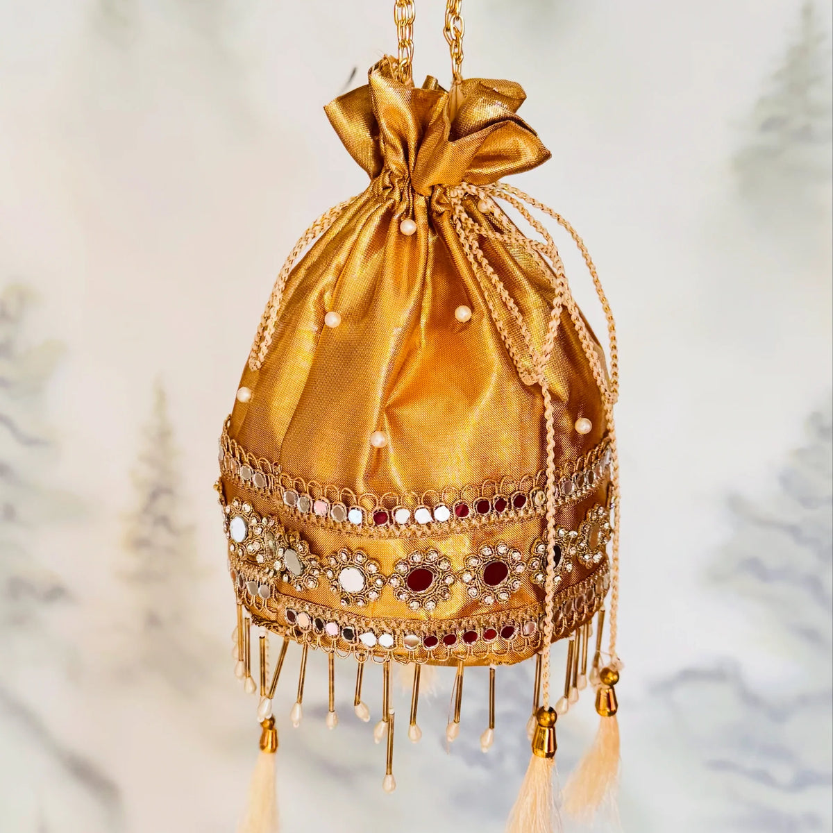 Golden Tissue Potli Bag