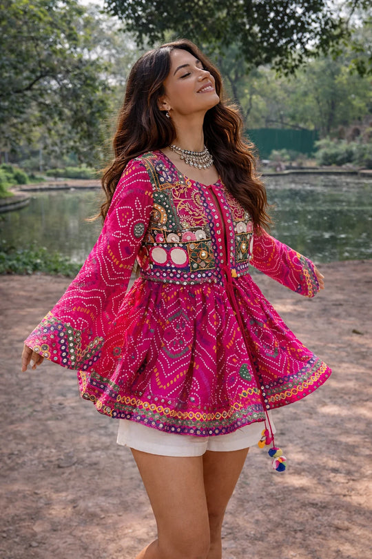 Rangrez Multicolour Embroidered Gypsy Top