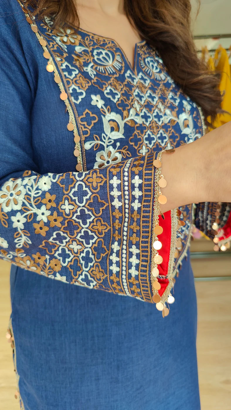 Embroidered Cotton Co-ord Set | Premium Kurta & Straight Pants