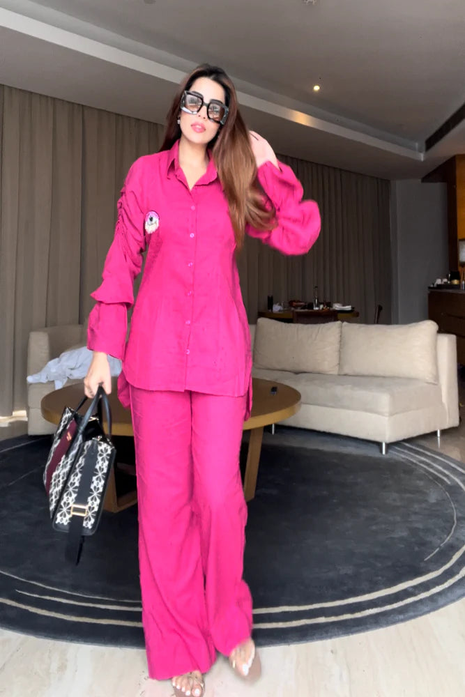 vacation-ready hot pink outfit