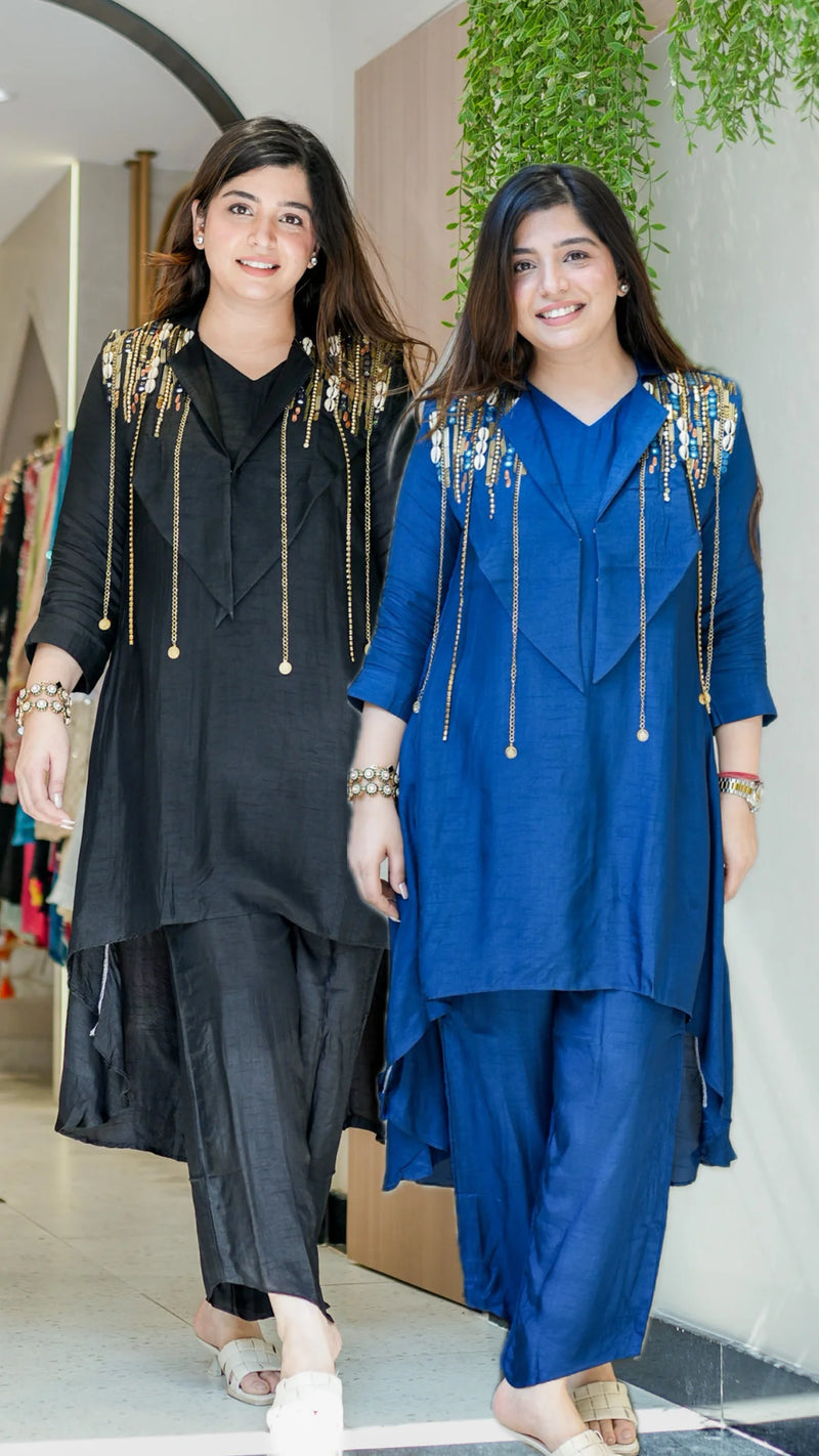 Vriha Embroidered Dola Silk Co-Ord Set