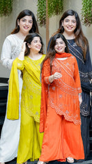 Embroidered Upside Down Silk Suit Set