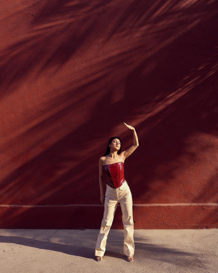 slim fit red dress for women