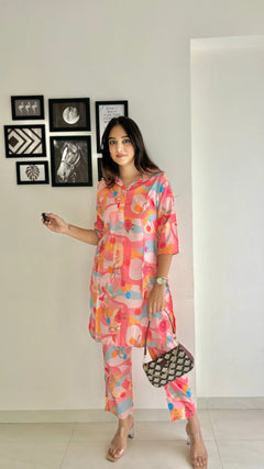 Vintage Rose Muslin Silk Co-Ord Set