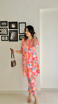 Vintage Rose Muslin Silk Co-Ord Set
