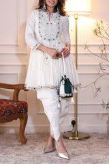 White Chanderi Silk Co-ord Set