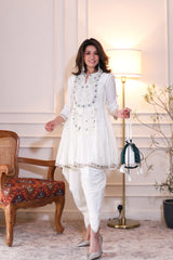 White Chanderi Silk Co-ord Set