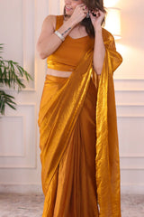 Gold Fendy Luxe Pre-draped Saree with blouse