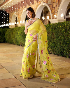 Elegant Yamini Handcrafted Organza Saree