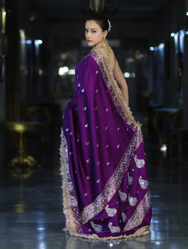 Purple Maharani Antique Gold Heritage Saree