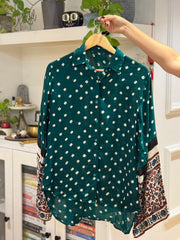 Green Modal Satin Bandhani Heritage Shirt