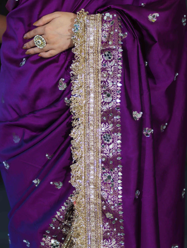 Purple Maharani Antique Gold Heritage Saree