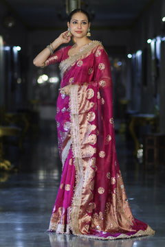 Rani Antique Gold Motif Banarasi Saree