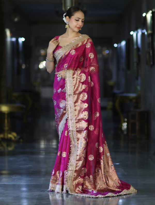 Rani Antique Gold Motif Banarasi Saree