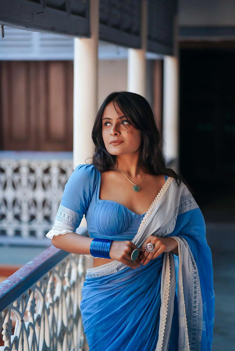 Blue Diamond Saree with Blouse
