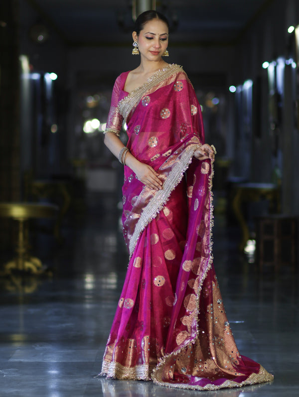 Rani Antique Gold Motif Banarasi Saree