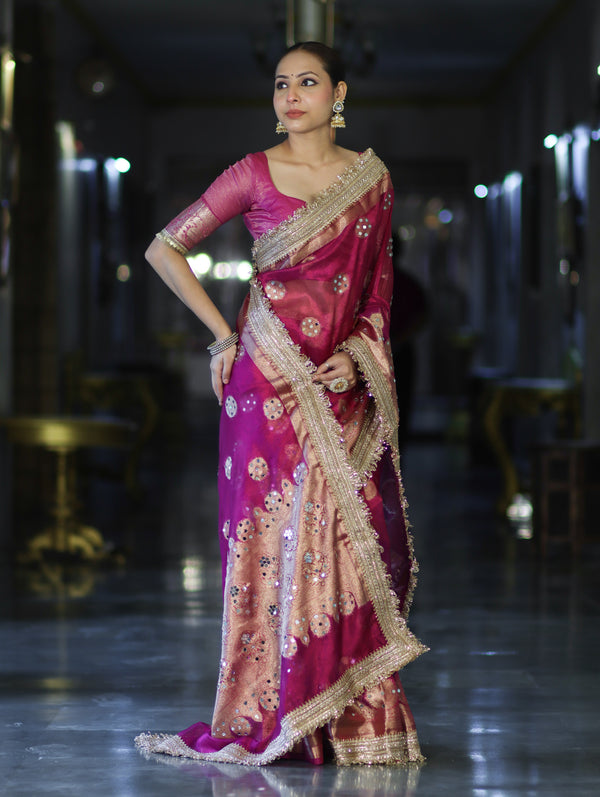 Rani Antique Gold Motif Banarasi Saree