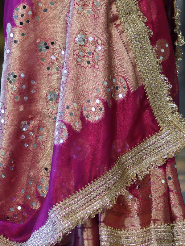 Rani Antique Gold Motif Banarasi Saree