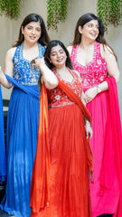 Rehnam Georgette Embroidered Gown with Dupatta