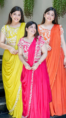 Adah Georgette Embroidered Drape Saree with Blouse