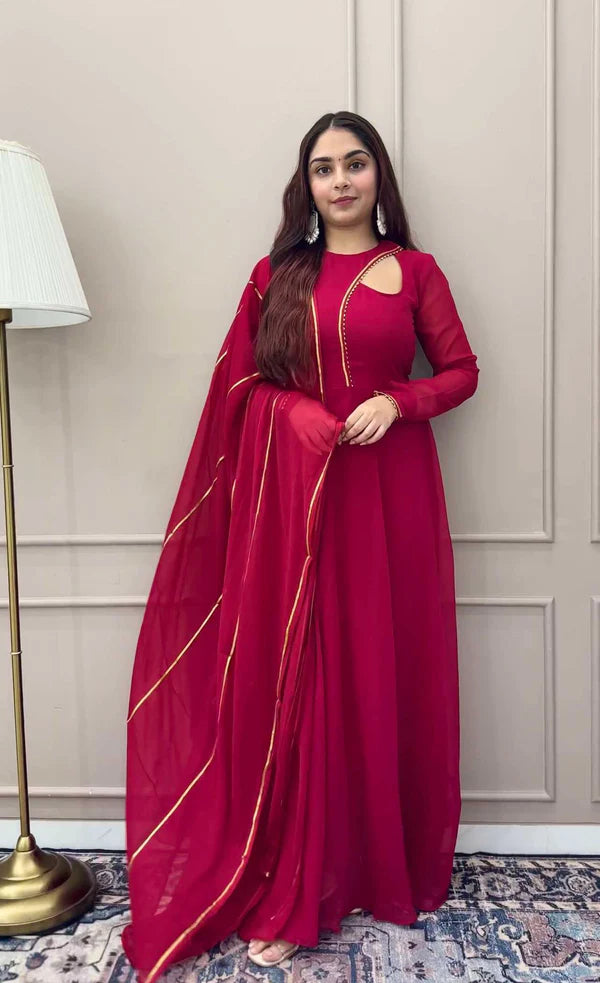 Graceful Navy Blue Bandhani Anarkali Outfit