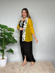 Black Crepe Silk Drape Skirt Set