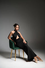 Sexy black dress with a deep neckline