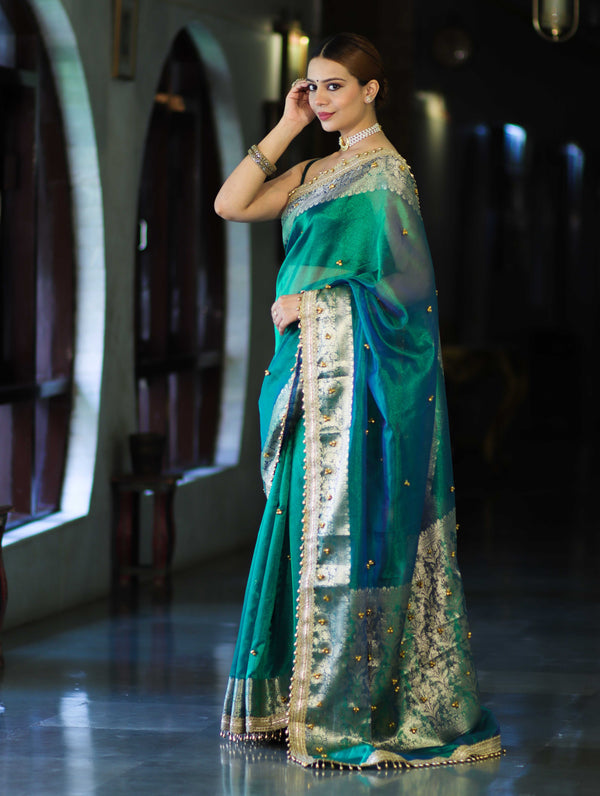 Shahi Panna Zari Woven Heritage Banarasi Saree