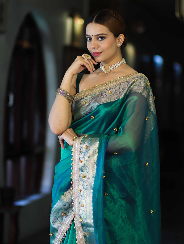 Shahi Panna Zari Woven Heritage Banarasi Saree