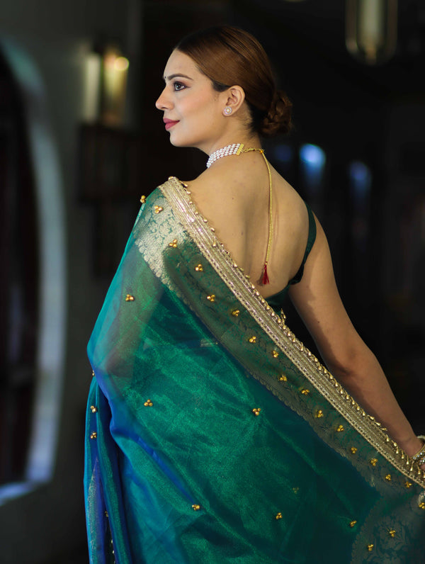 Shahi Panna Zari Woven Heritage Banarasi Saree