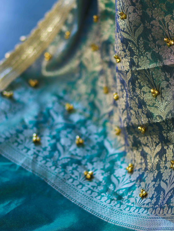 Shahi Panna Zari Woven Heritage Banarasi Saree