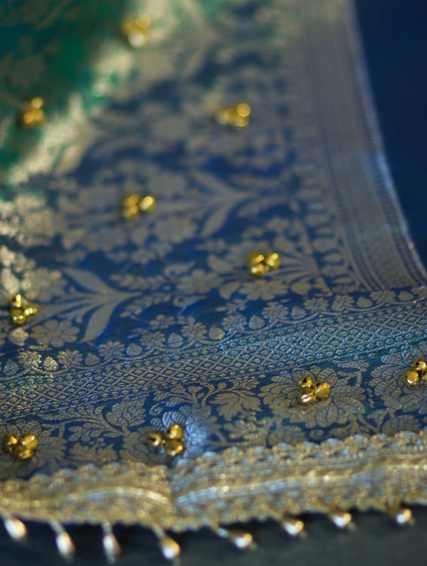 Shahi Panna Zari Woven Heritage Banarasi Saree