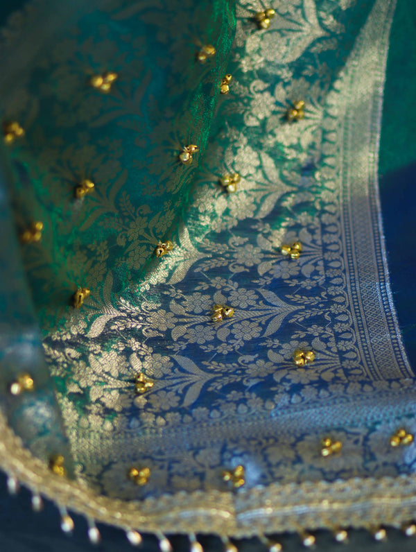 Shahi Panna Zari Woven Heritage Banarasi Saree
