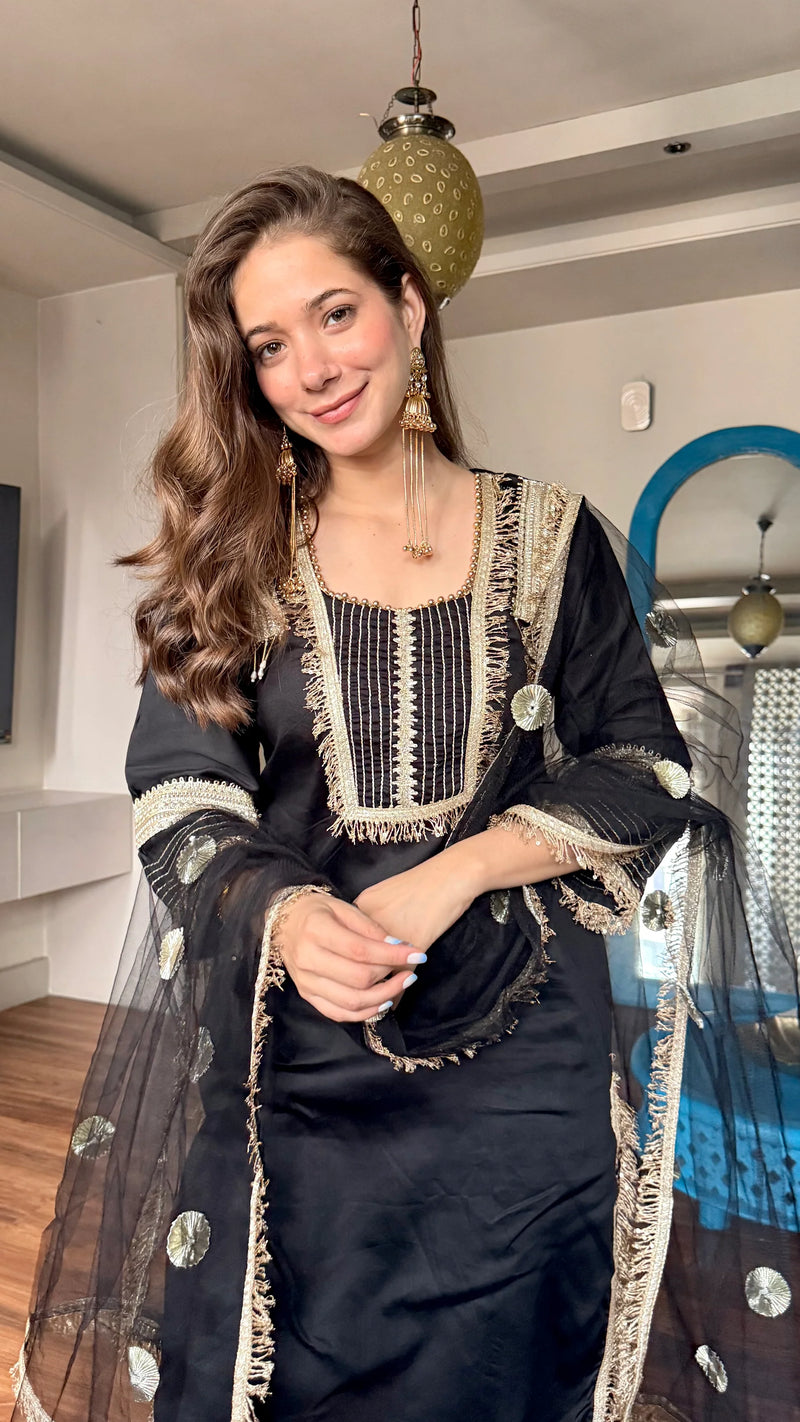 Royal Black Grace Jam Satin Cordset