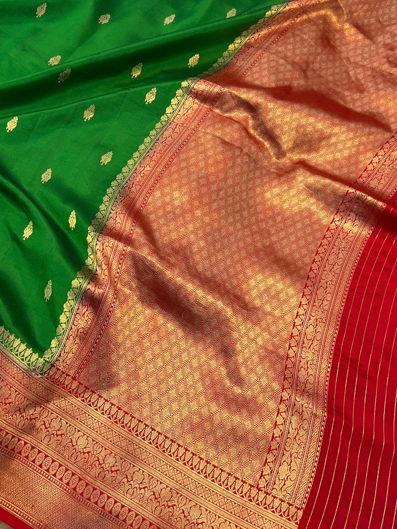 GREEN PURE BANARASI HANDLOOM SILK SAREE