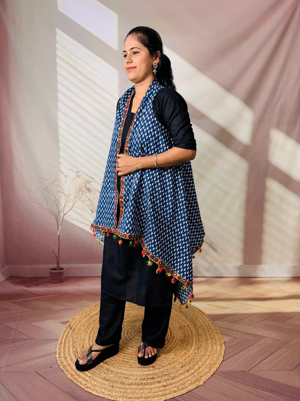 Riwaayat Maroon Handcrafted Cotton Embroidered Shrug