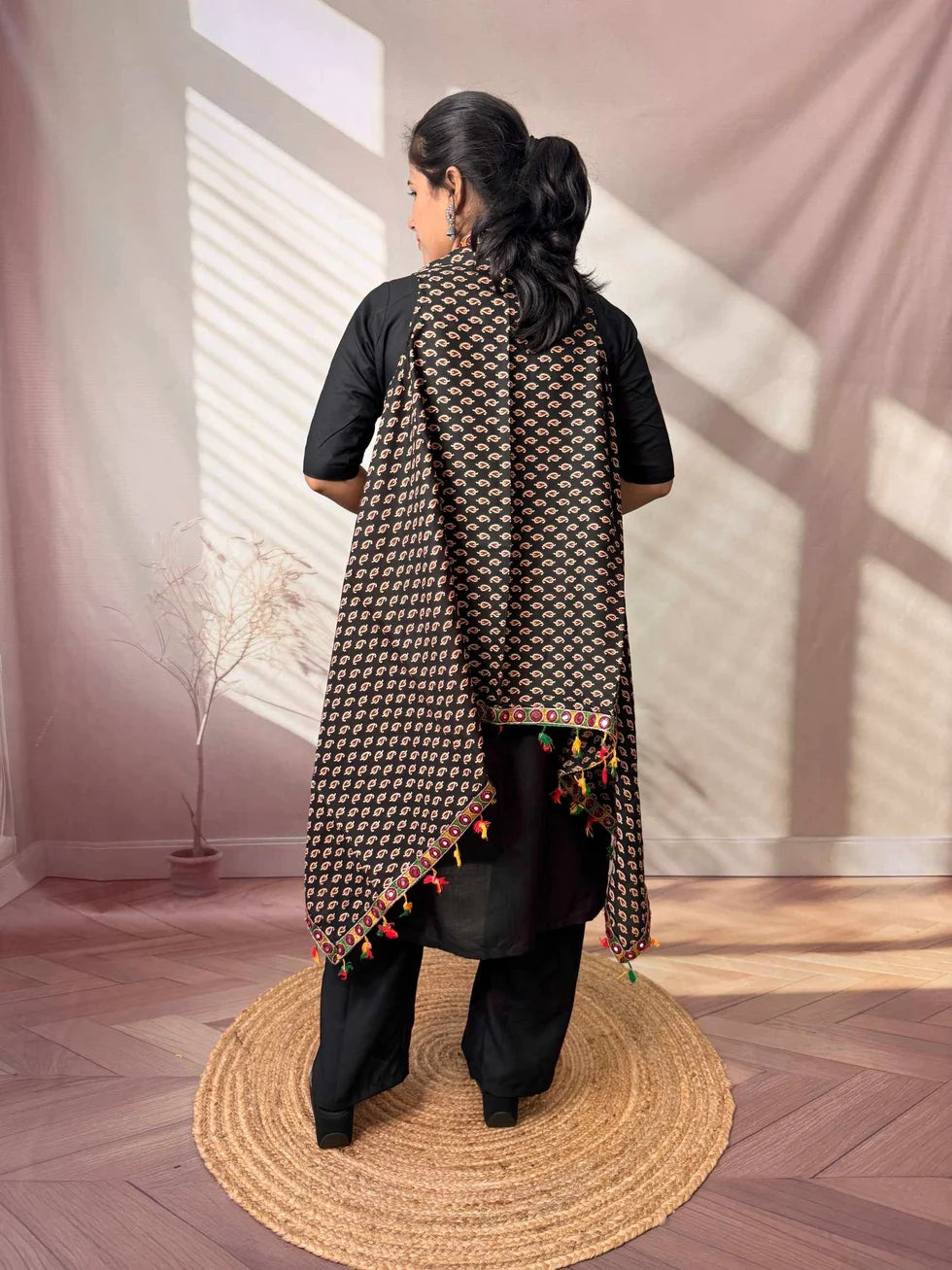 Riwaayat Maroon Handcrafted Cotton Embroidered Shrug