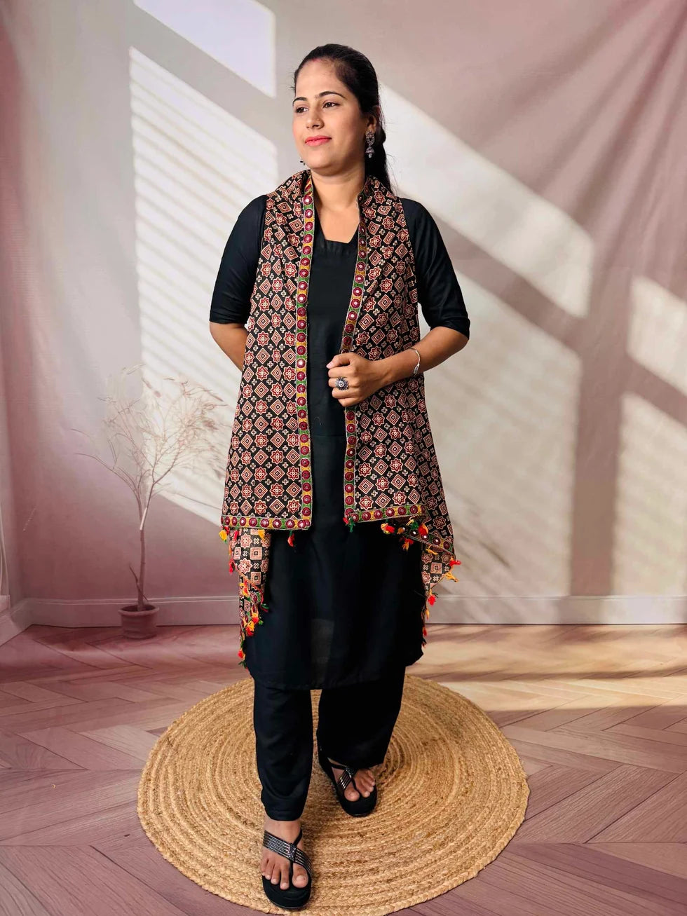 Riwaayat Maroon Handcrafted Cotton Embroidered Shrug