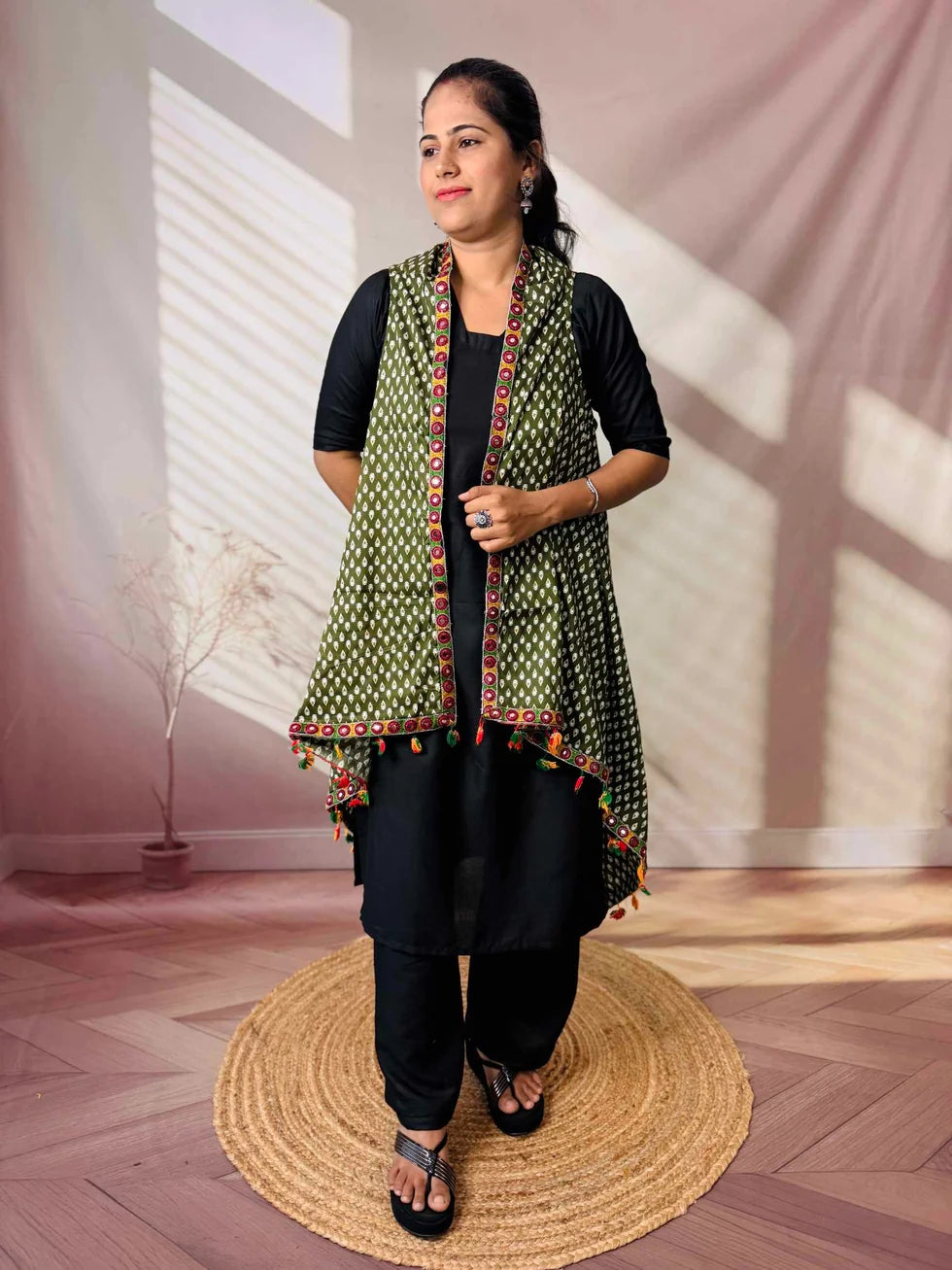 Riwaayat Maroon Handcrafted Cotton Embroidered Shrug