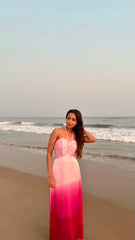 Soft Pink Satin Evening Dress