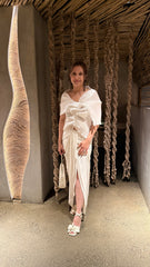 Silk Multi Drape Top in White