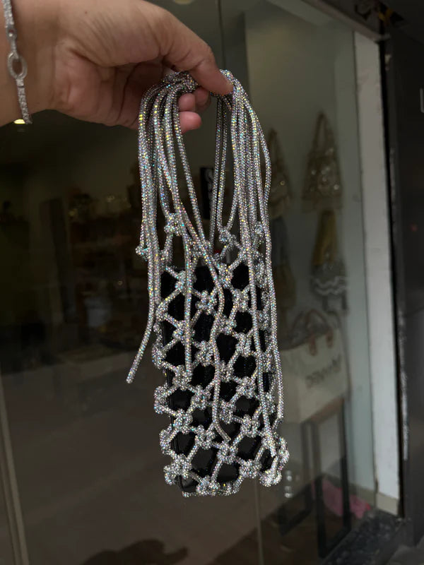 Glittering Rhinestone Accent Mobile Bag