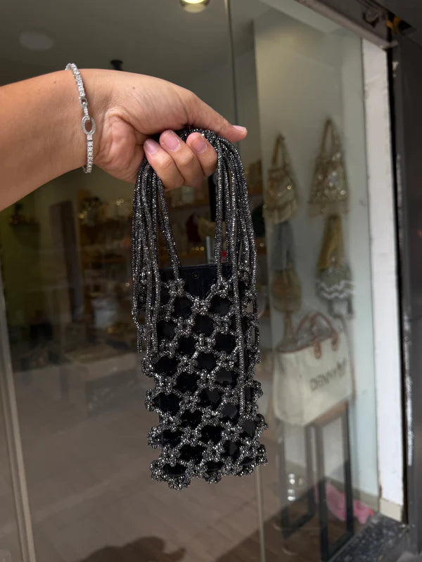 Glittering Rhinestone Accent Mobile Bag