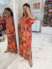 Multicolor Cotton Thread Mirror Kaftan Set