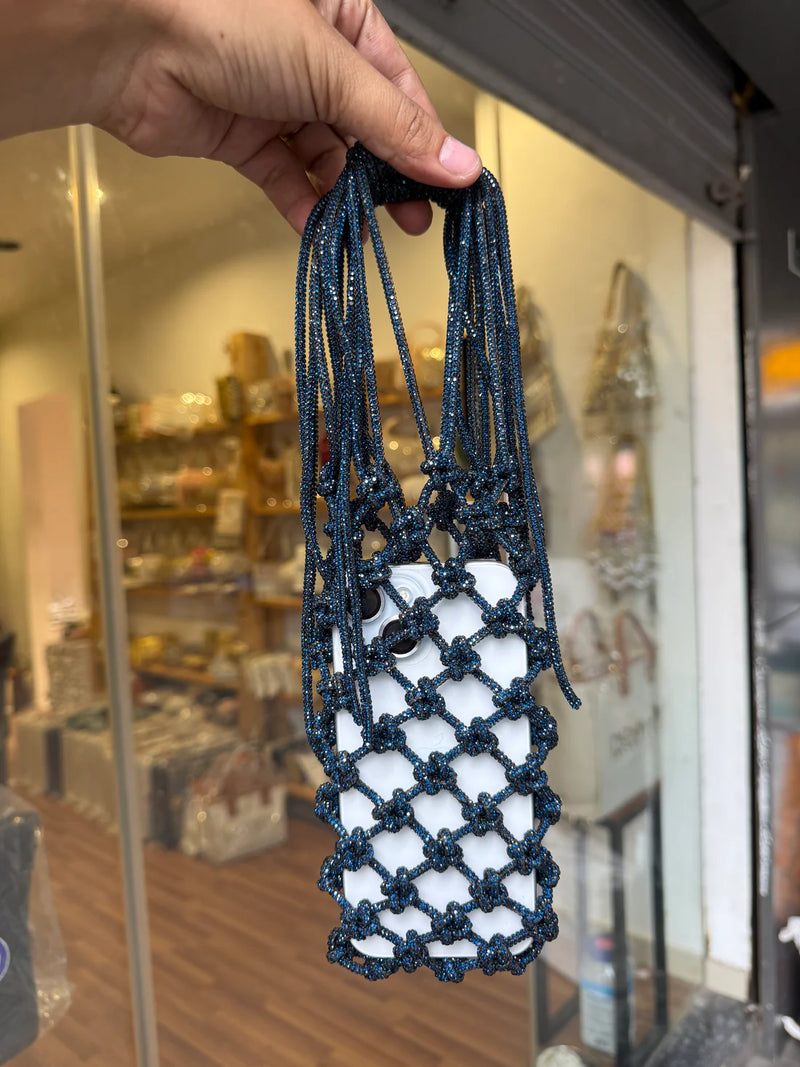 Glittering Rhinestone Accent Mobile Bag